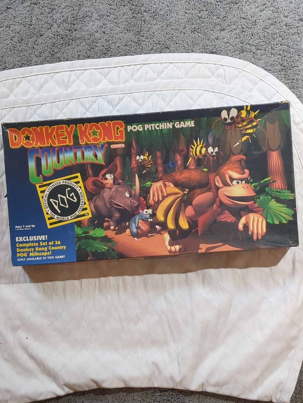 Vintage 1995 Donkey Kong Country POG Pitchin Game Complete 36 Milk Caps Nintendo